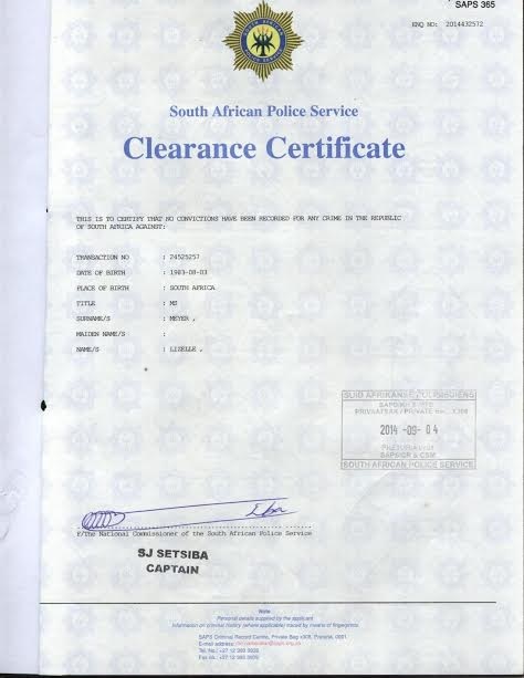 Teach Korea South Africans Federal Criminal Record Check